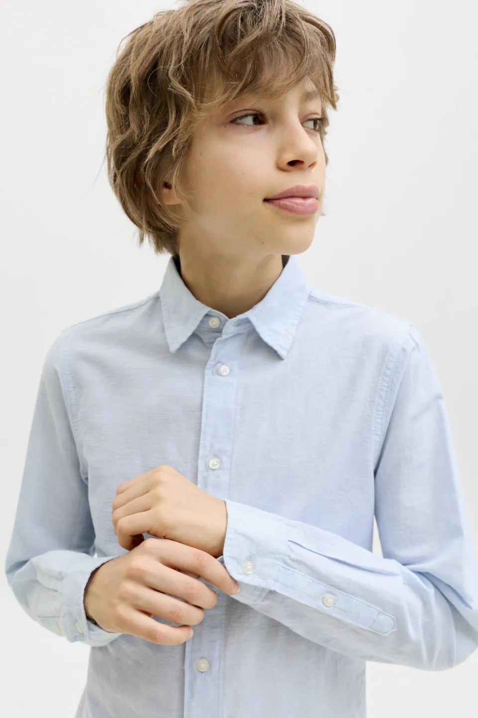 Jack & Jones JUNIOR overhemd met linnen lichtblauw, foto 4