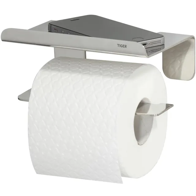 Tiger Colar toiletrolhouder met planchet RVS