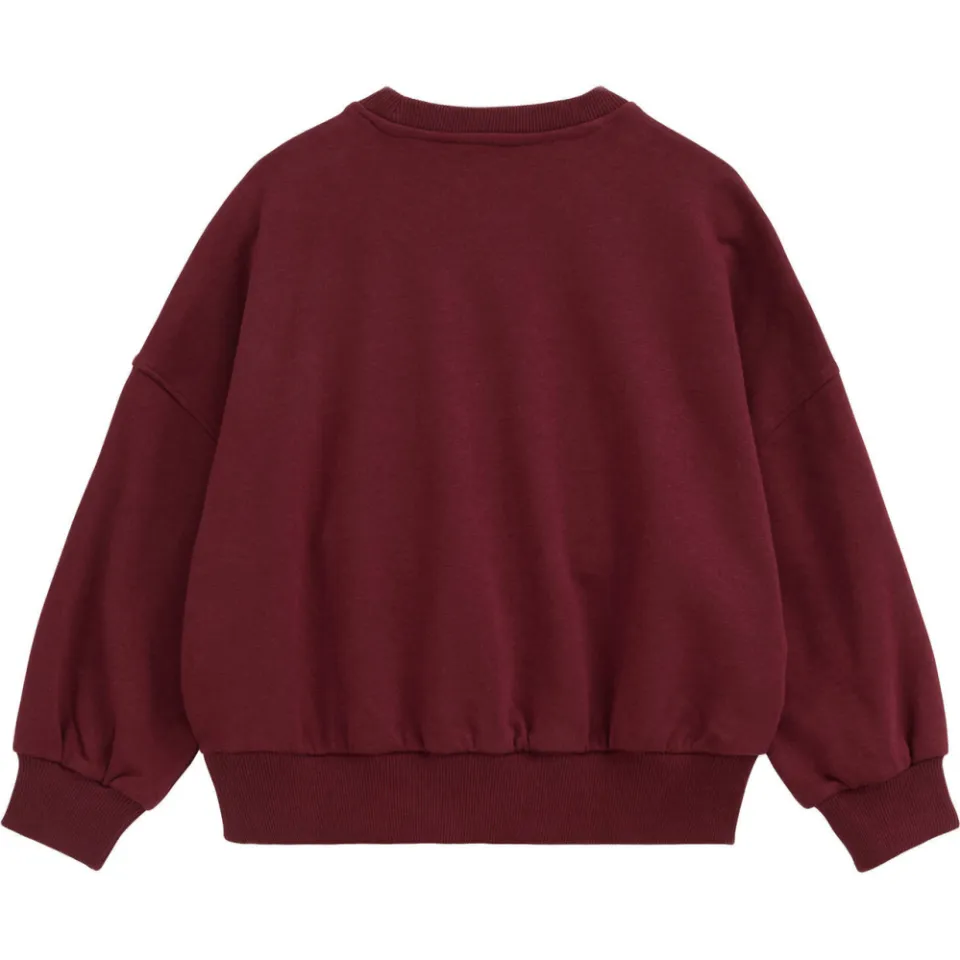 WE Fashion oversized sweater met print - donkerrood, foto 4