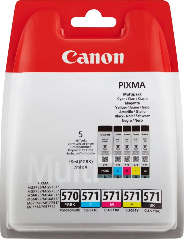 Inktcartridge canon pgi-570 + cli-571 2x zwart + 3 Kleuren