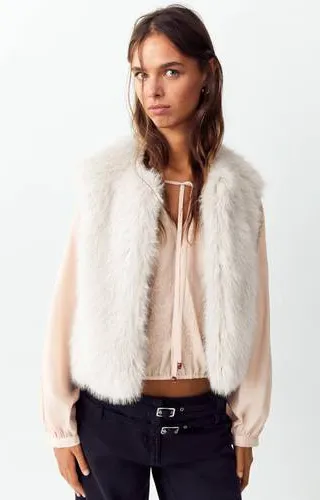 Mango TEEN rechtvallend gilet - ecru, foto 2