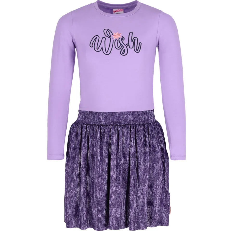 B.Nosy Daisy midi jurk met glitters en print paars, foto 2