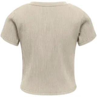 Only Girl T-shirt met textuur beige, foto 2