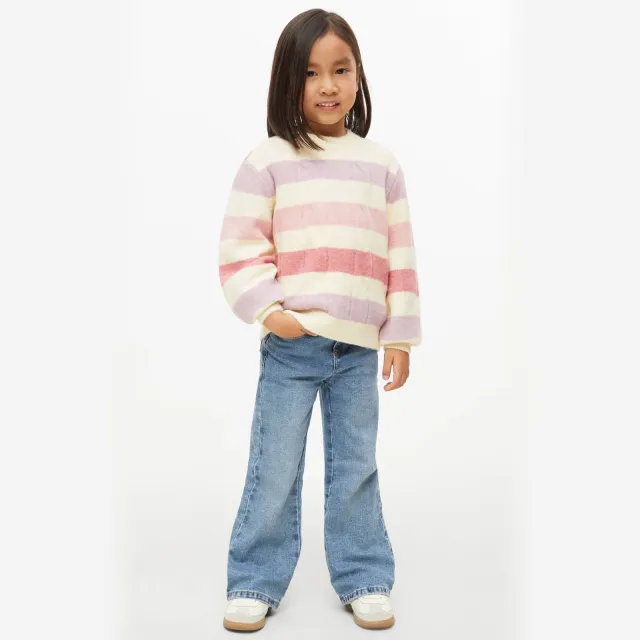 s.Oliver gebreide gestreepte trui - beige/roze/paars