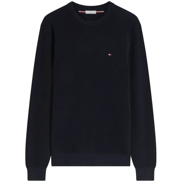 Tommy Hilfiger katoenen regular fit gebreide trui - donkerblauw