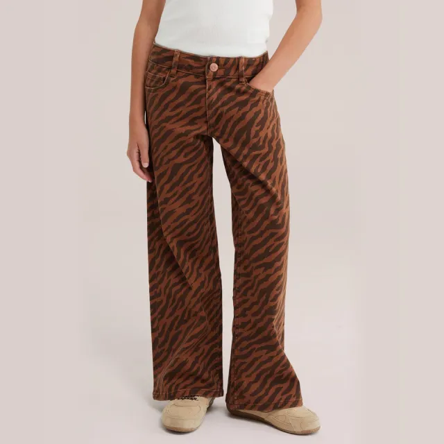 WE Fashion wide leg jeans met zebraprint - bruin, foto 3