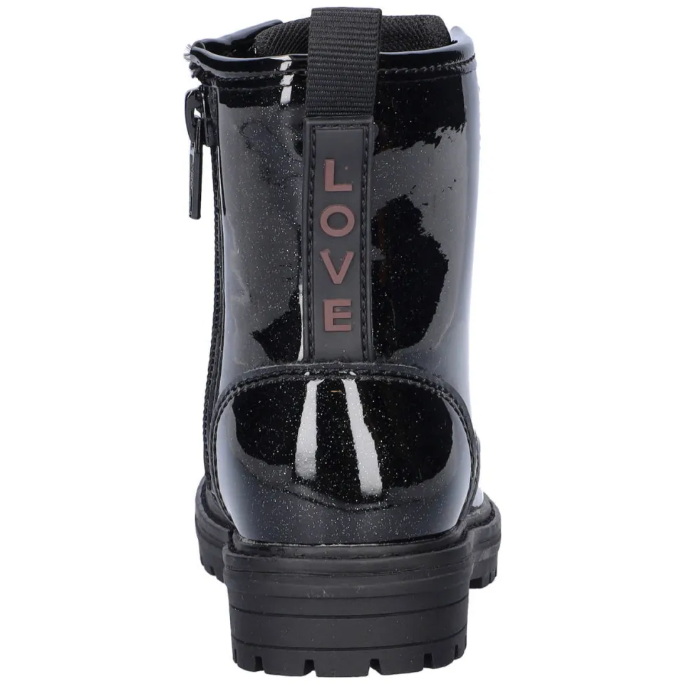 Nelson Kids lakleren enkelboots met profielzool en glitters - zwart, foto 4