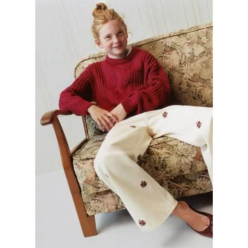 Mango Kids gebreide kabeltrui - rood, foto 4