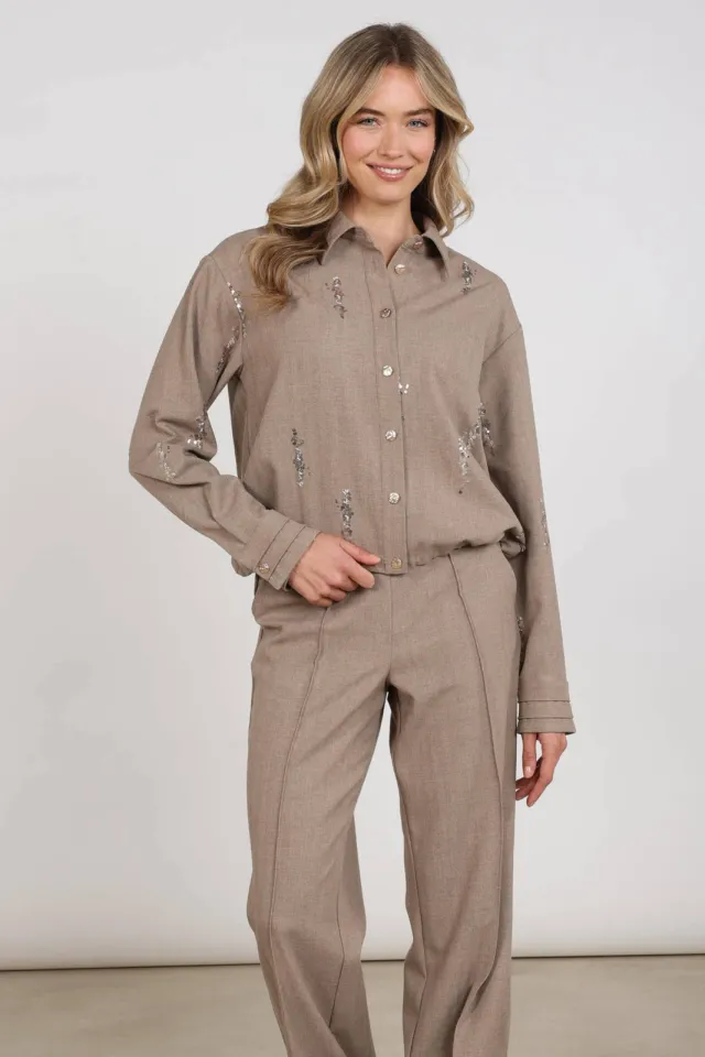 NUKUS Annelynn blouse taupe, foto 7