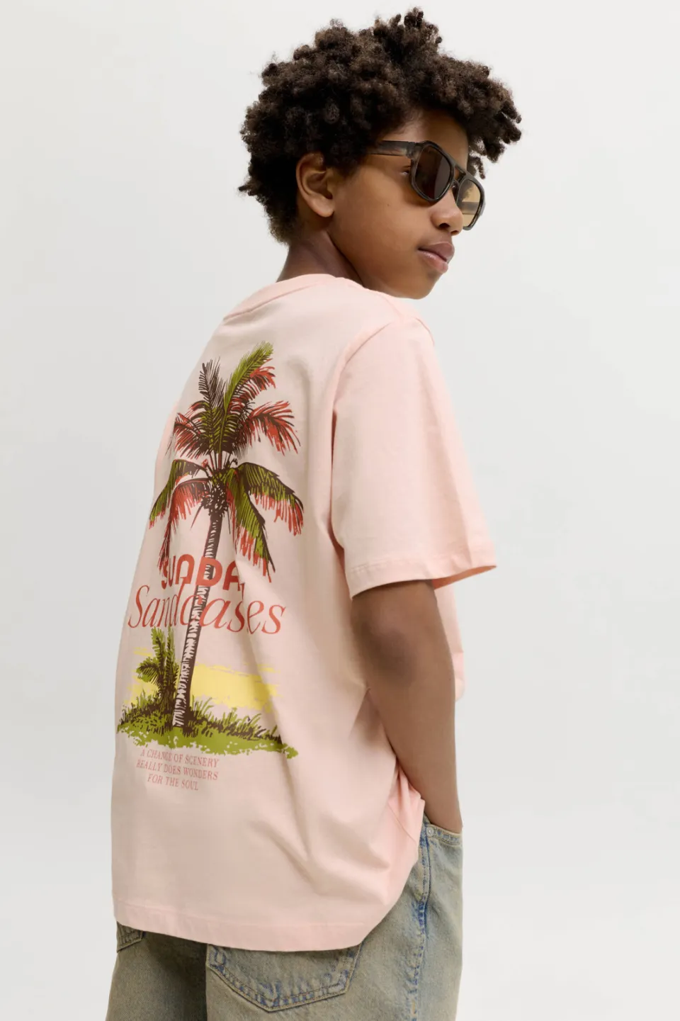 Jack & Jones rechtvallend t-shirt met backprint zacht oranje, foto 5