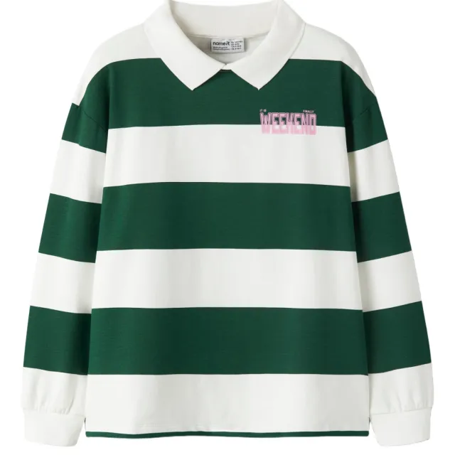 NAME IT KIDS gestreepte sweater - groen Groen/wit
