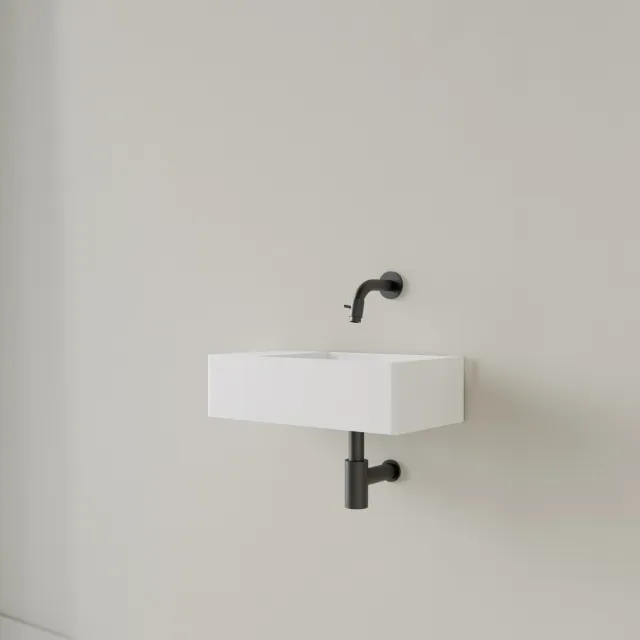 Gliss Design Fontein Gliss Design Freya Solid Marble 40x22x10 cm Zonder Kraangat Links Glans Wit
