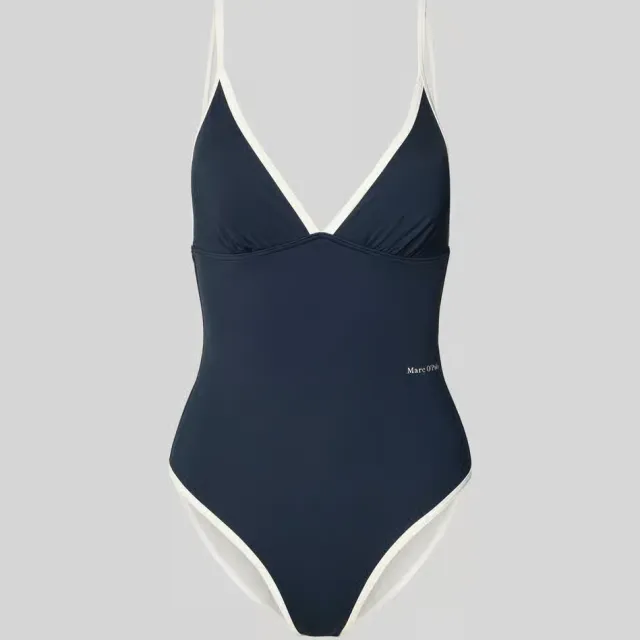 Marc O'Polo Essentials badpak donkerblauw met contrasterende details, foto 2
