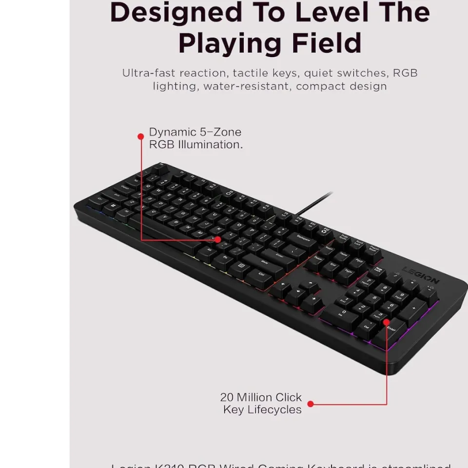 Lenovo Legion K310 RGB gaming toetsenbord, foto 2