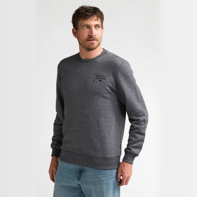 Petrol Industries regular fit sweater met borduursels - grijs Iron Steel