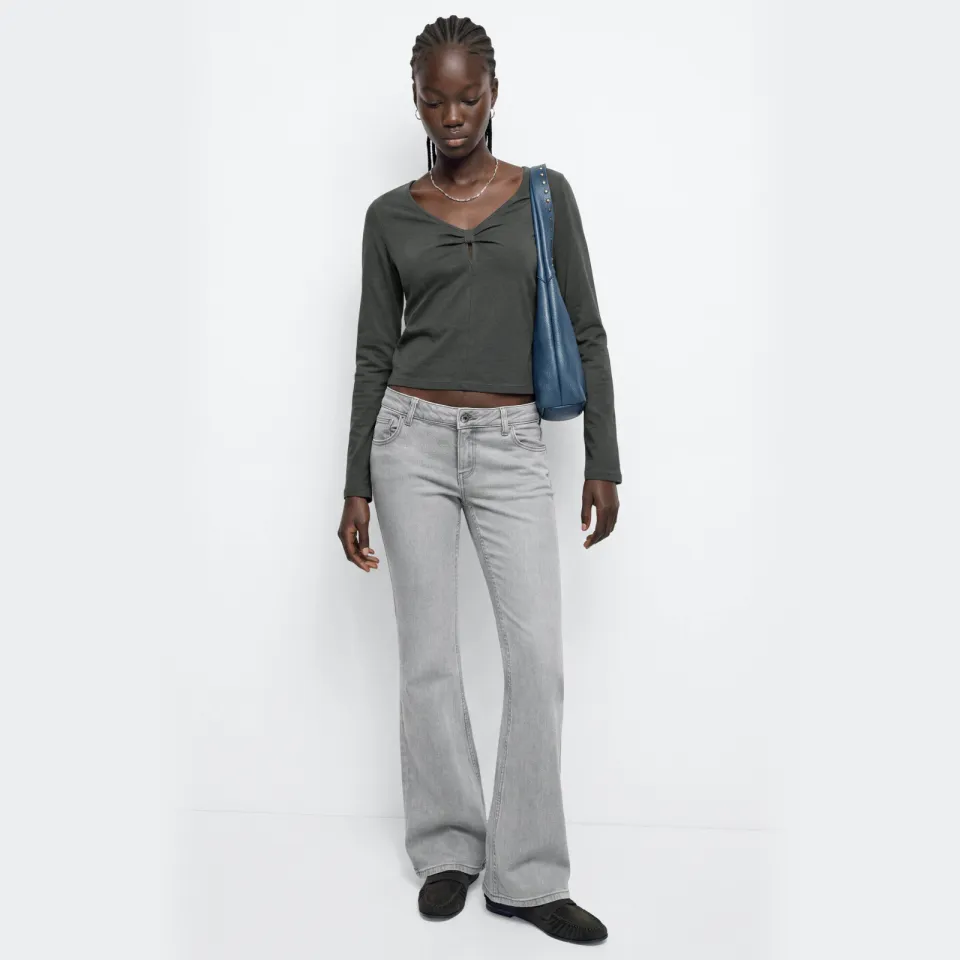 Mango aansluitende cropped top donkergroen antraciet, foto 3