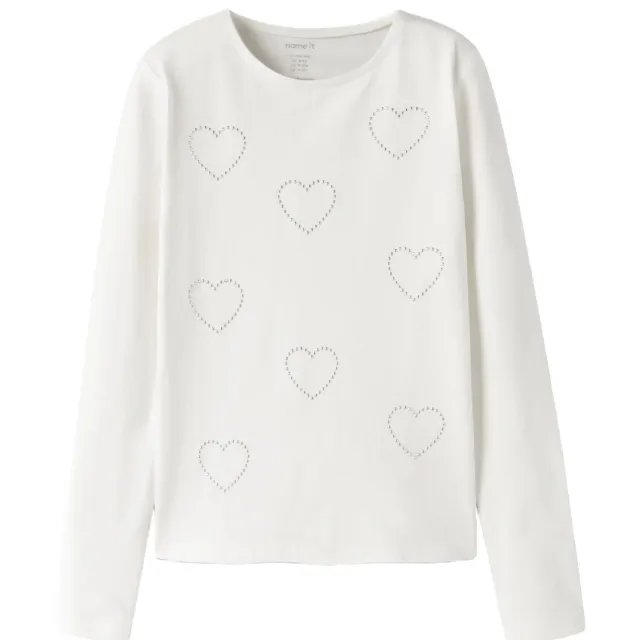 NAME IT longsleeve met strass hartjes wit