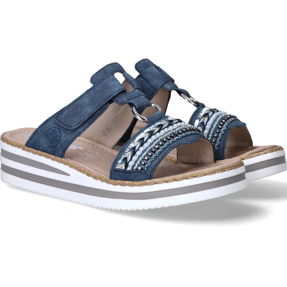 Rieker Slippers Dames Blauw, foto 6