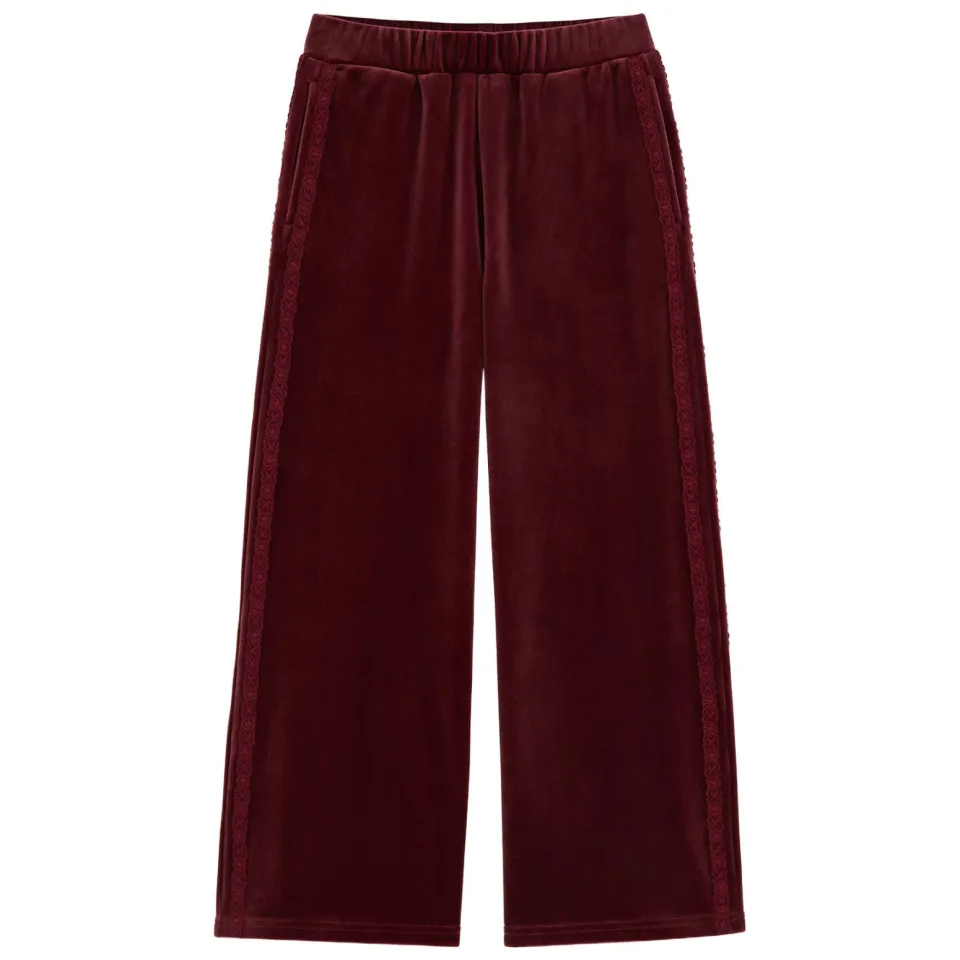 WE Fashion fluwelen loose fit casual broek donkerrood, foto 2