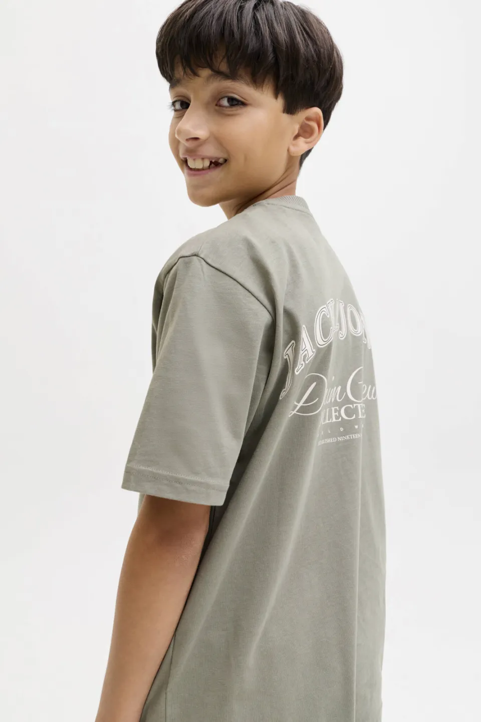 Jack & Jones T-shirt met backprint grijsgroen, foto 4