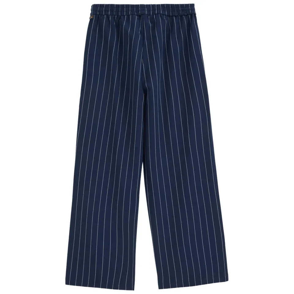 WE Fashion straight leg gestreepte pantalon donkerblauw, foto 3