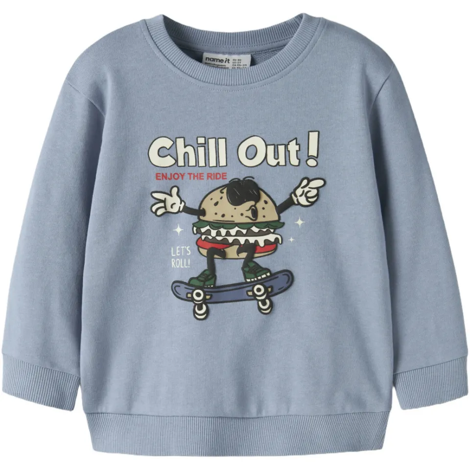 NAME IT MINI rechtvallend sweater met print - blauw, foto 2