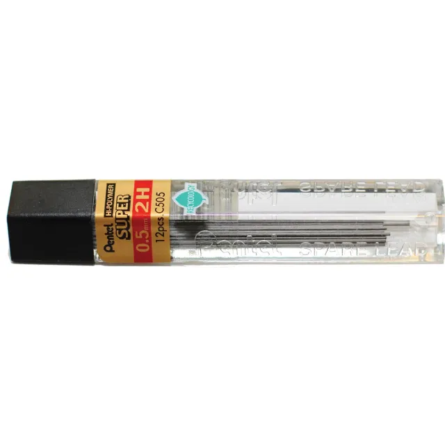 Pentel Potloodstift pentel 2h 0.5mm zwart koker Stuks