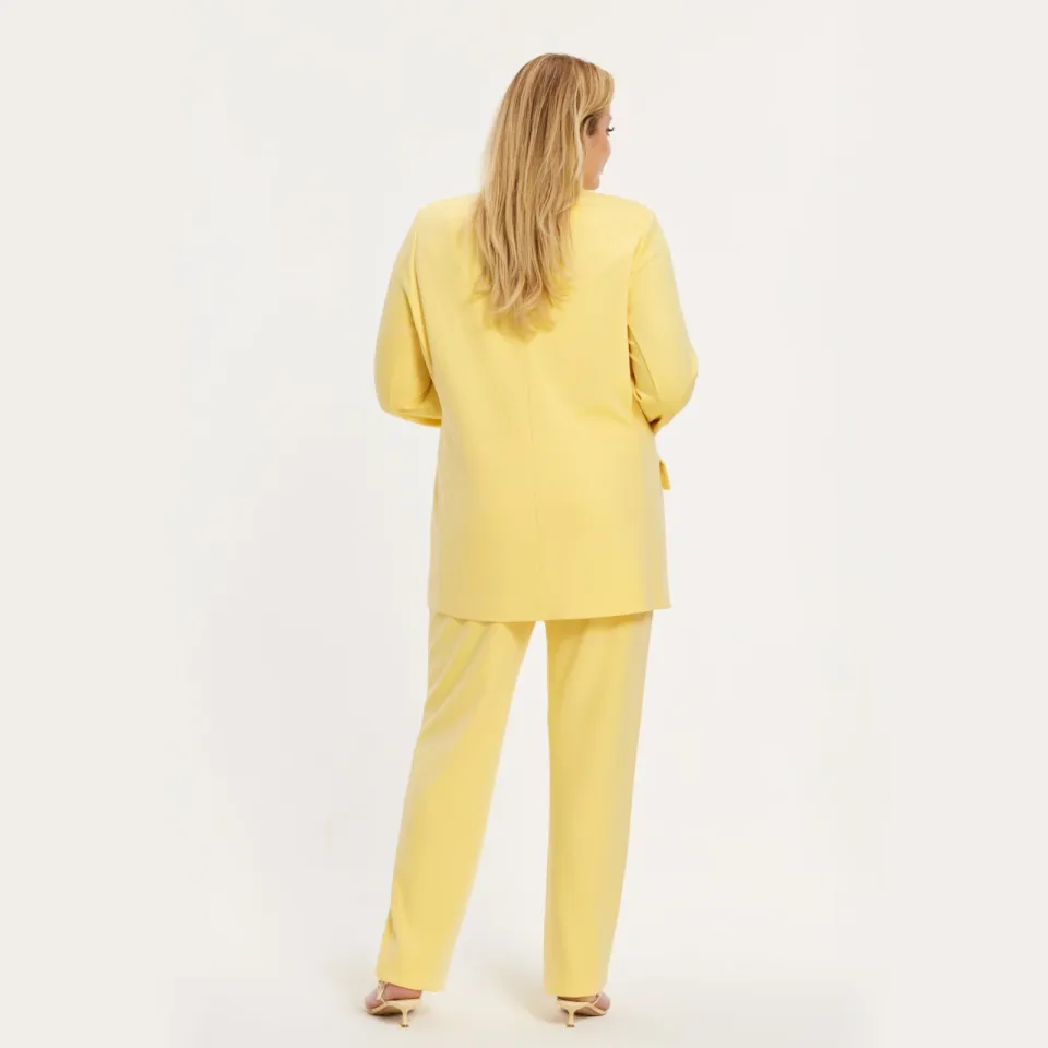 Yoek slim regular waist broek geel, foto 3
