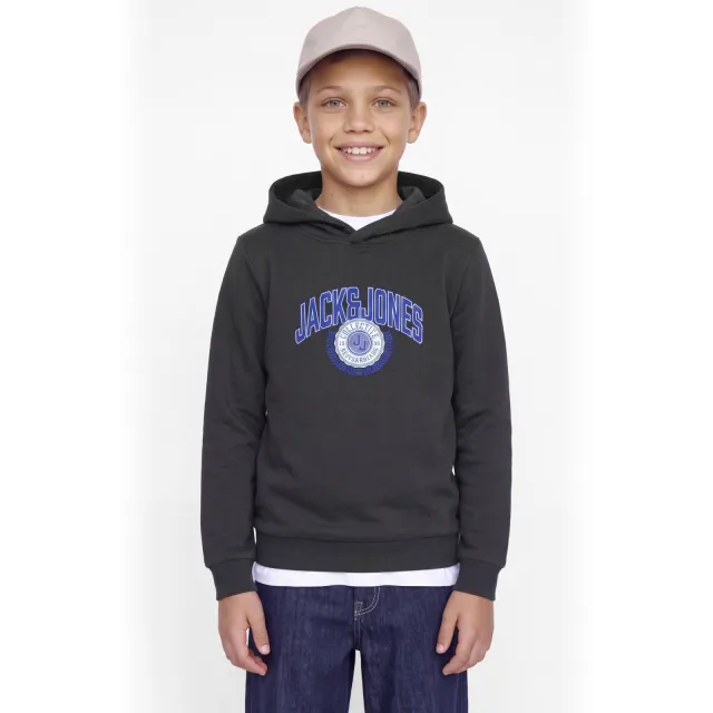 Jack & Jones JUNIOR hoodie met logo - donkergrijs