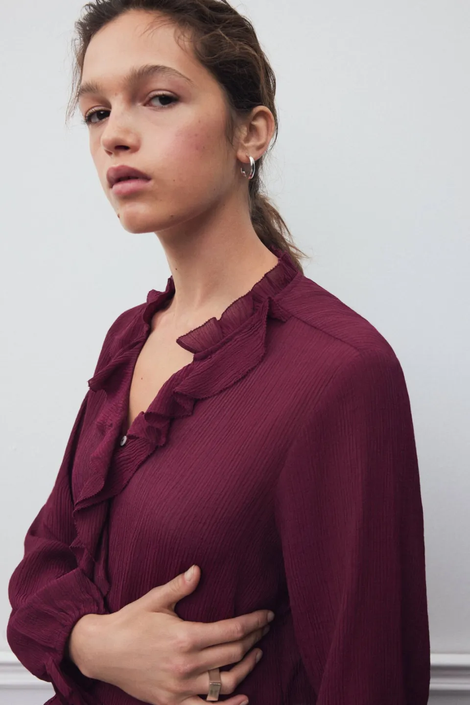 Mango TEEN blouse met ruches - paars, foto 4
