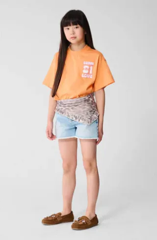 Shoeby T-shirt oranje met backprint en glitter, foto 3