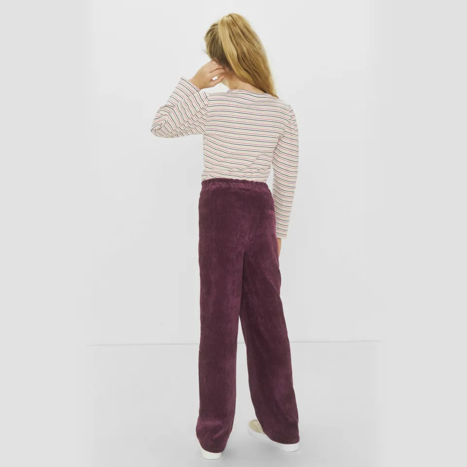 Me & My Monkey Raven wide leg corduroy broek rood, foto 3