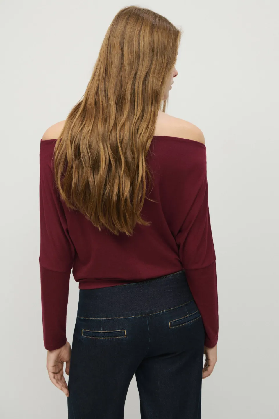 Mango TEEN off shoulder top donkerrood, foto 7