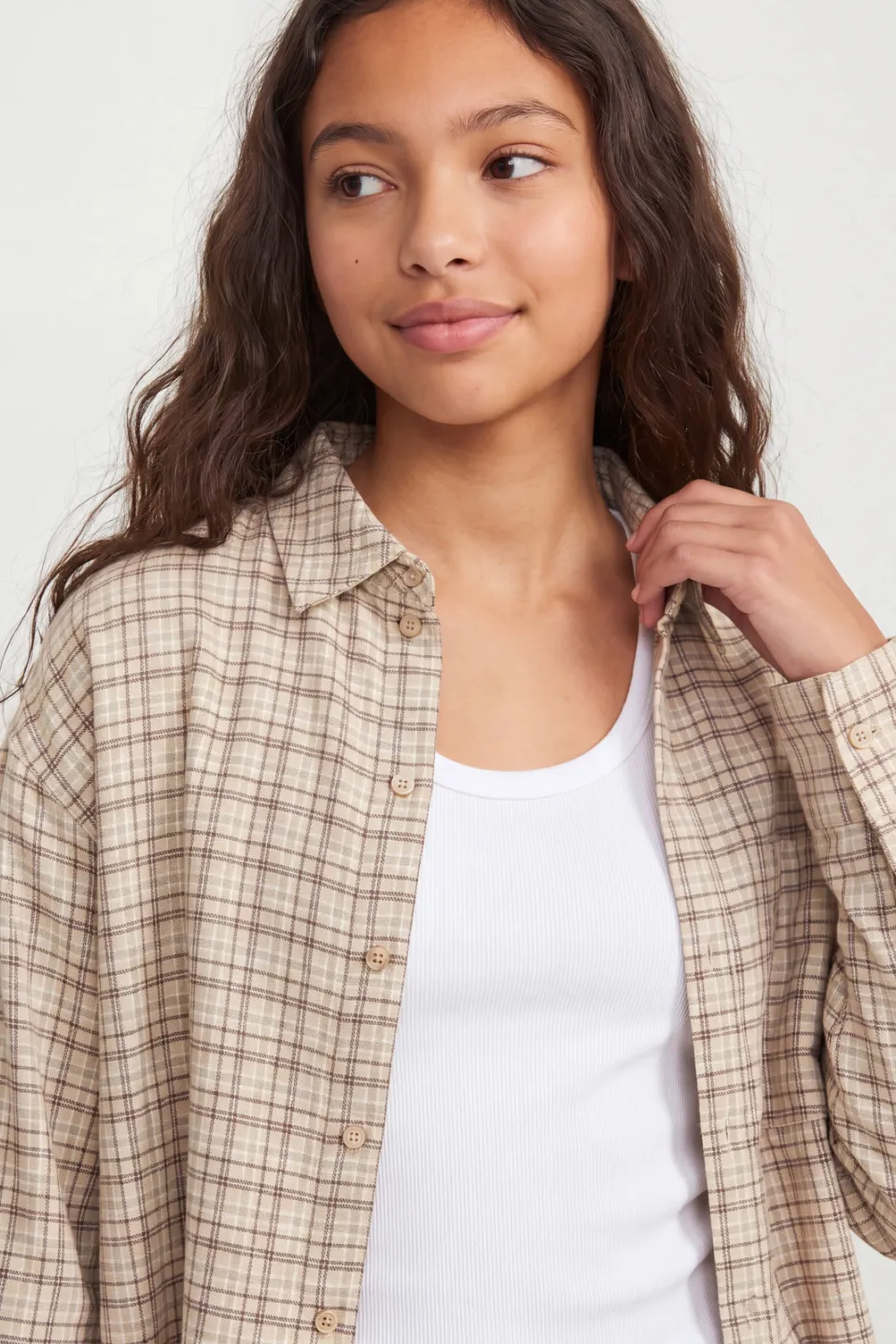 JJXX GIRL JXJAMIE geruite blouse beige bruin, foto 6