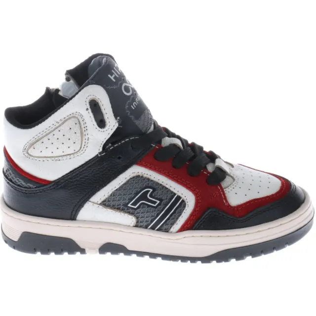 Hip leren sneakers zwart/wit/rood