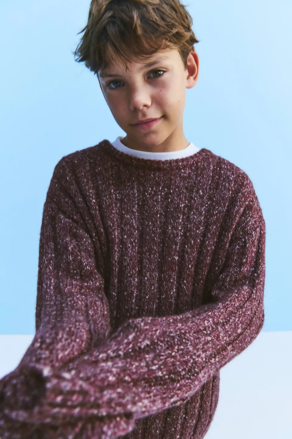 Mango Kids gebreide trui met wol - donkerrood, foto 3
