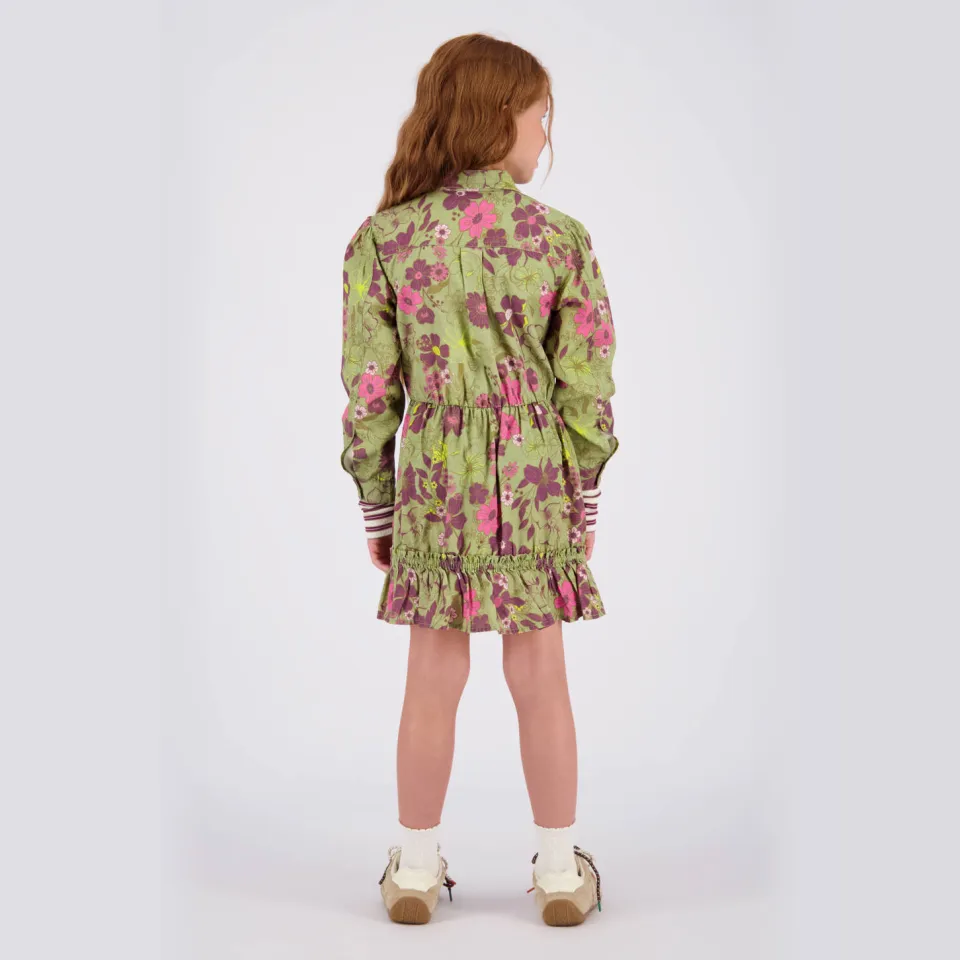 Vingino Perlou gebloemde midi jurk groen, foto 6