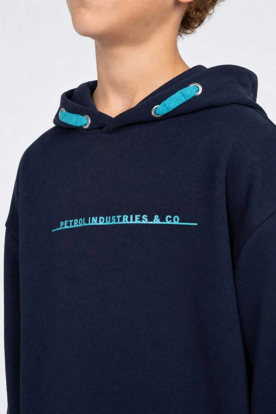 Petrol Industries rechtvallende hoodie met logo - donkerblauw, foto 3