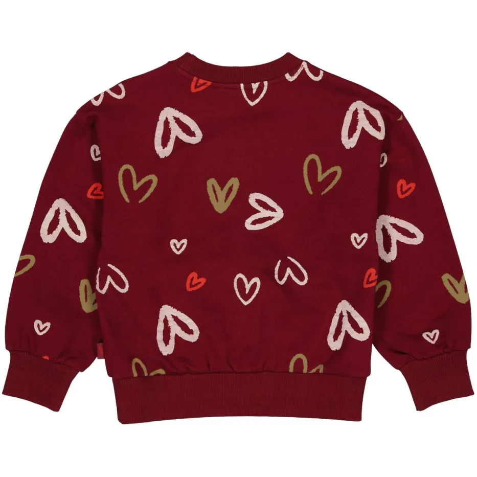 QPI sweater met hartjes - donkerrood, foto 2