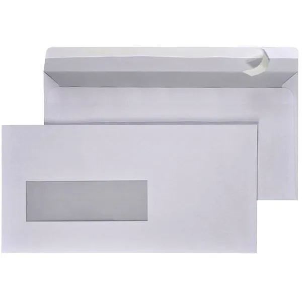 Hermes Envelop hermes ea5/6 110x220mm venster 4x11links Zelfklevend 500 stuks wit