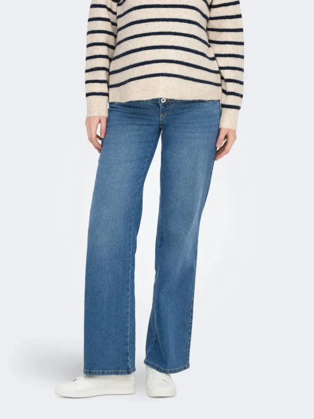 Only MATERNITY high waist zwangerschaps wide leg jeans medium blue denim