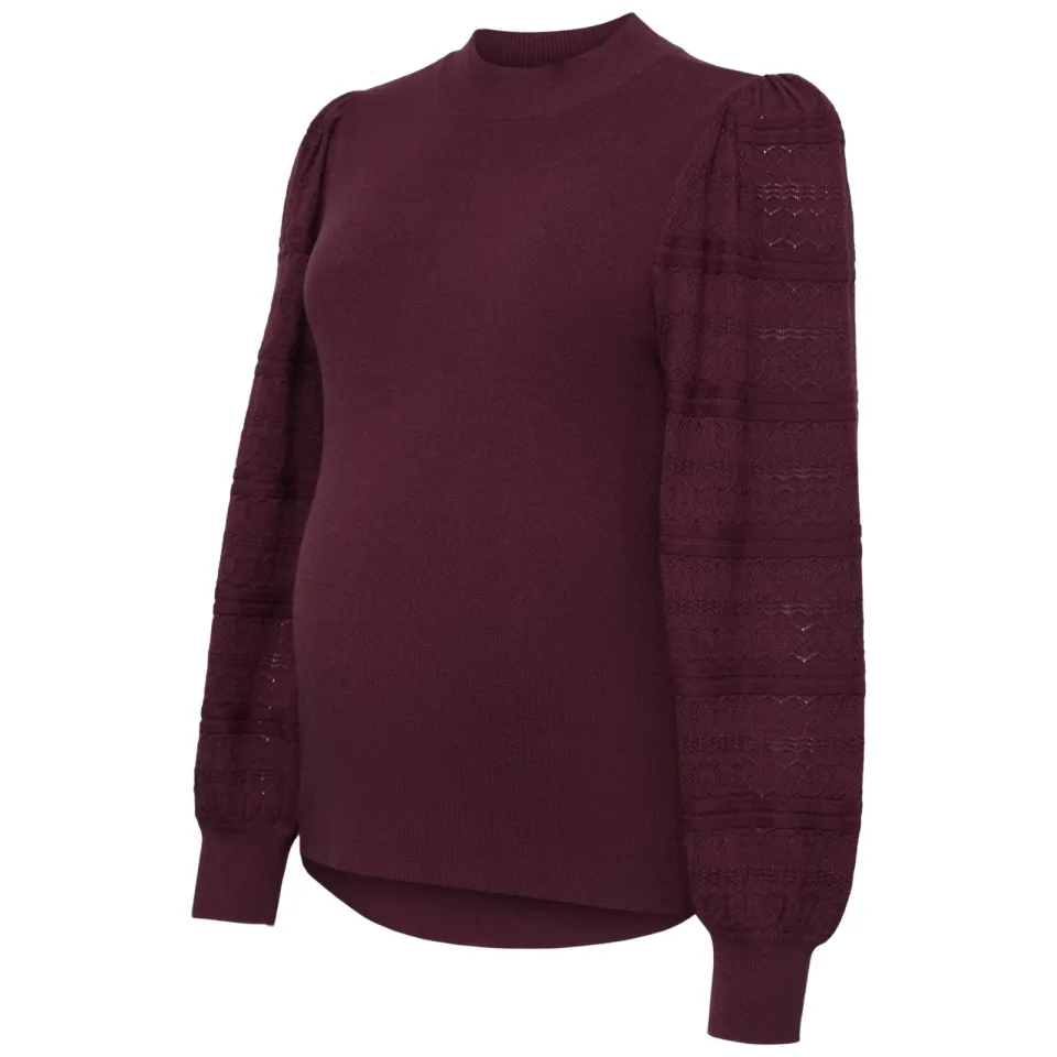 Vero Moda MATERNITY rechtvallende gebreide zwangerschapstrui - donkerrood, foto 2