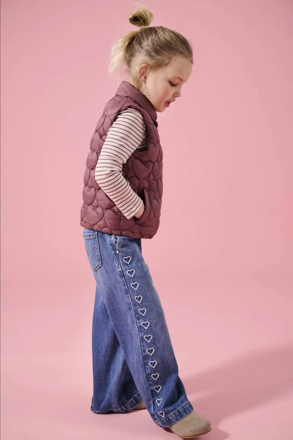 KIDS ONLY MINI wide leg jeans met hartjes medium blue denim, foto 4
