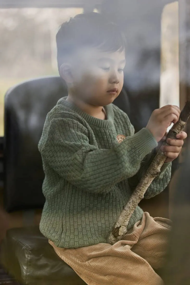 Little Dutch katoenen gebreide trui met patches - groen, foto 4