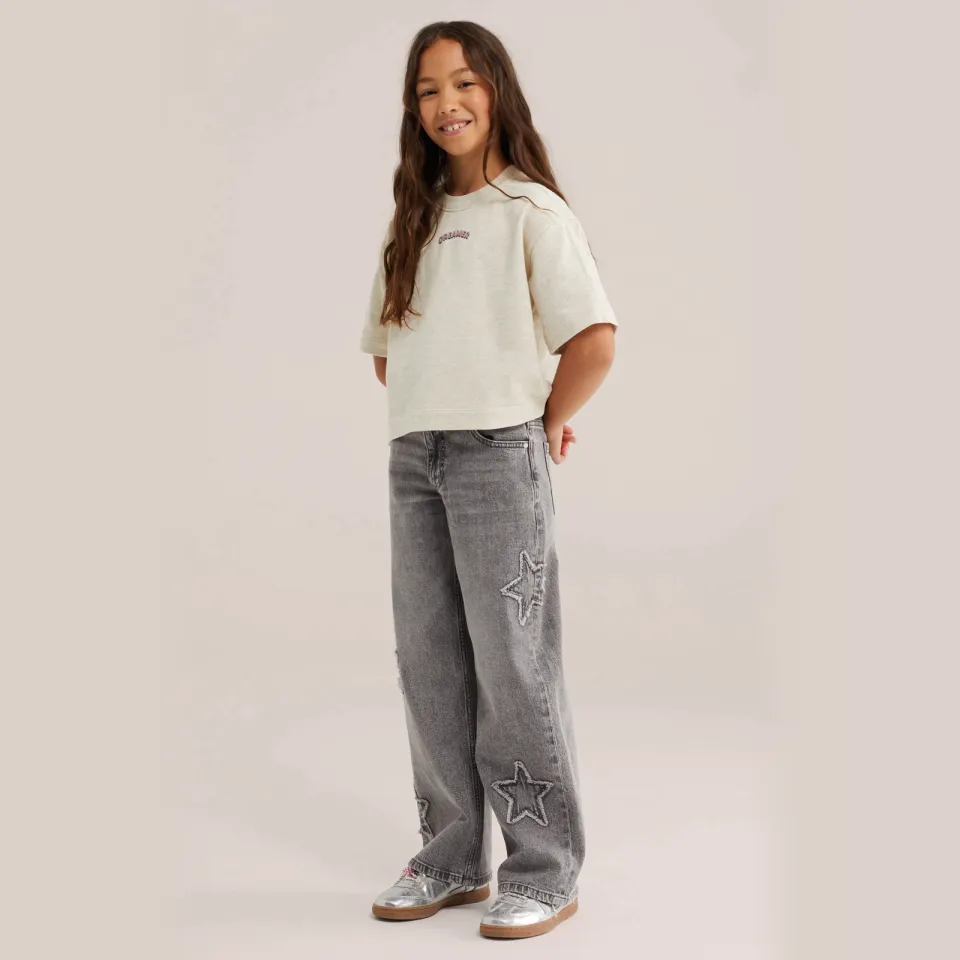 WE Fashion cropped T-shirt beige