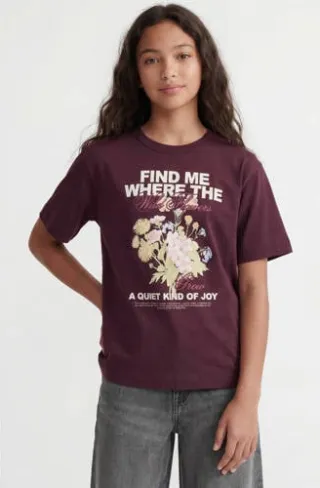 JJXX GIRL T-shirt met print aubergine, foto 2
