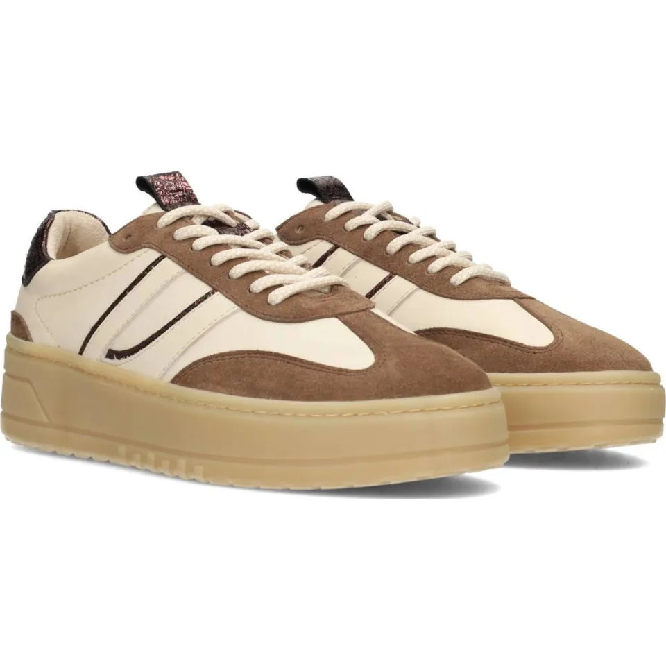 Poelman Anemone leren sneakers taupe/beige