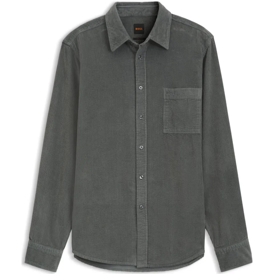 Boss regular fit corduroy overhemd - grijsgroen, foto 2