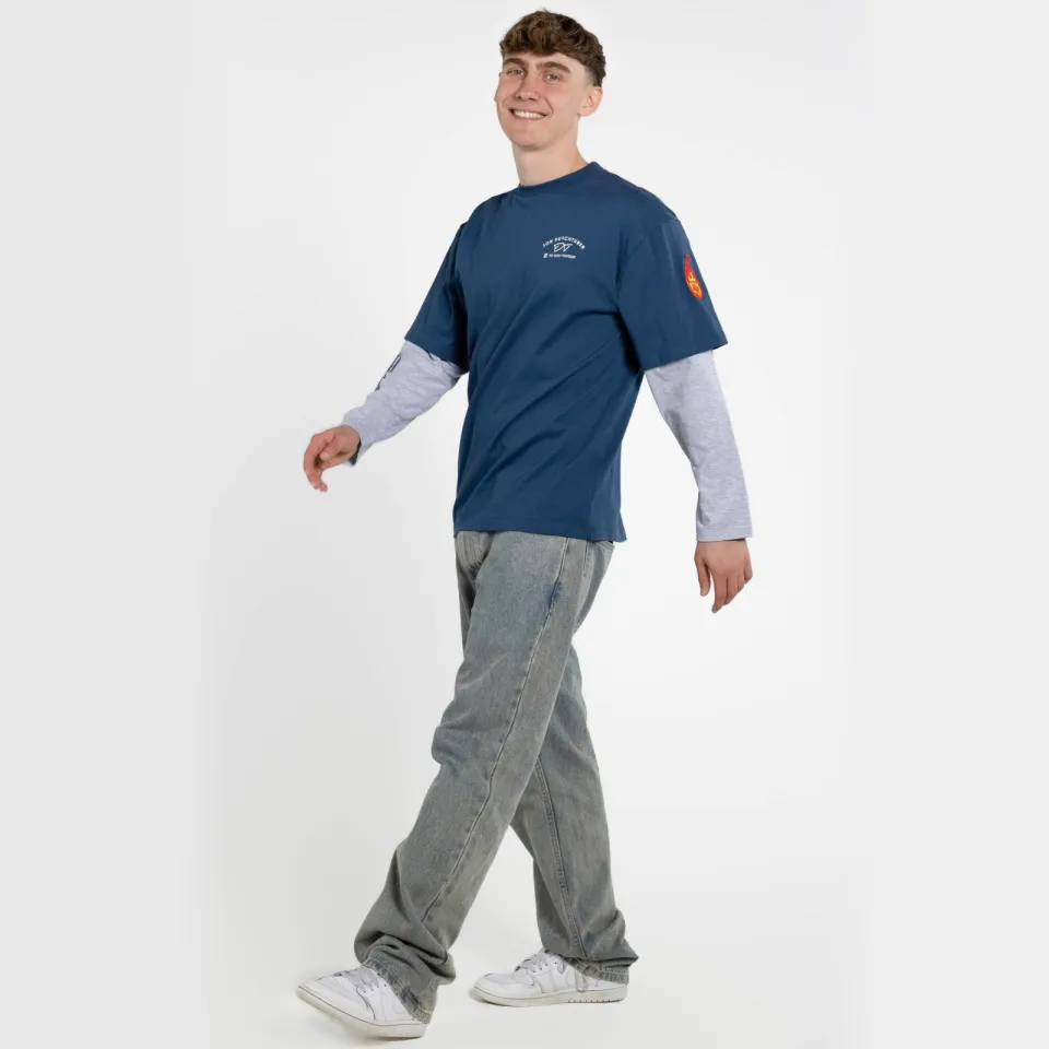 No Way Monday X Job Dutchtuber oversized longsleeve met tekst - blauw/grijs, foto 4