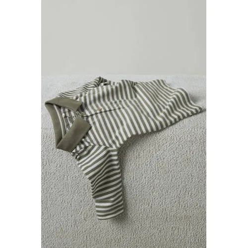 NAME IT BABY longsleeve polo gestreept kaki wit, foto 4